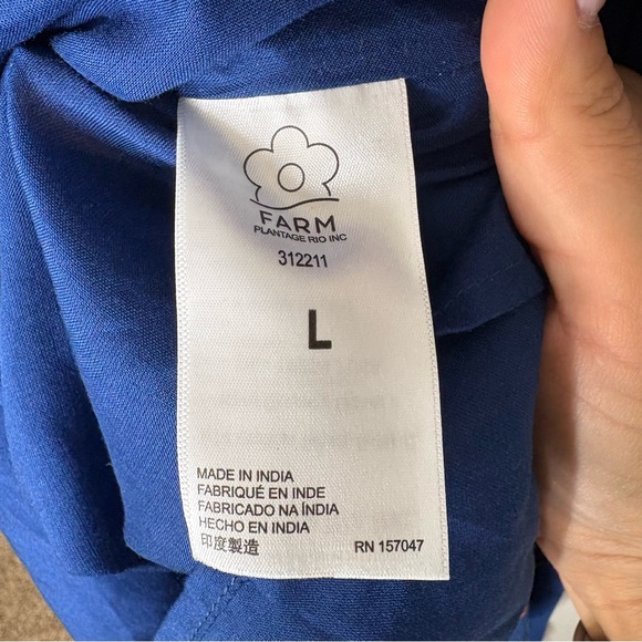 Farm Rio Nature Beauty Maxi Dress Blue Boho Print Short Sleeve Size Large NWT - Picture 11 of 12